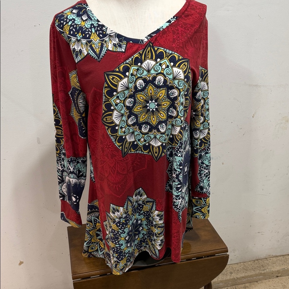 LuLaRoe Women's Red Mandala Print Top